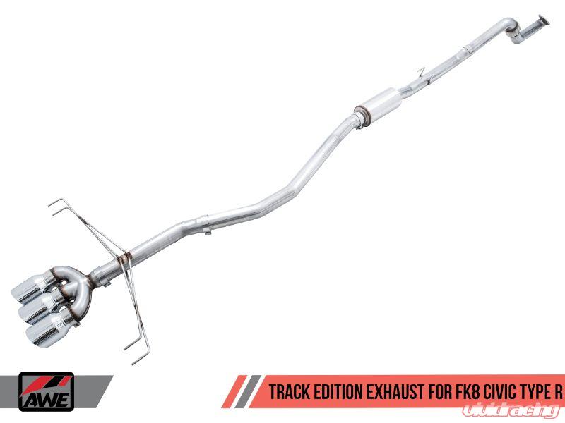 AWE Tuning 2017+ Honda Civic Type R Track Edition Exhaust w/Front Pipe & Triple Diamond Black Tips - eliteracefab.com