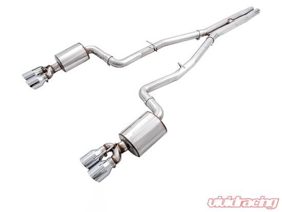 AWE Tuning 2015+ Dodge Challenger 6.4L/6.2L Non-Resonated Touring Edition Exhaust - Quad Silver Tips