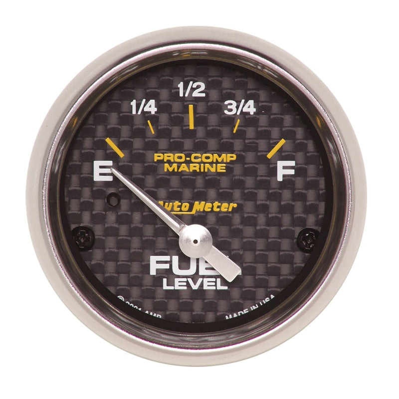 Autometer Marine Carbon Fiber 2-1/16in 240-33 Ohms Electric Fuel Level Gauge 200760-40