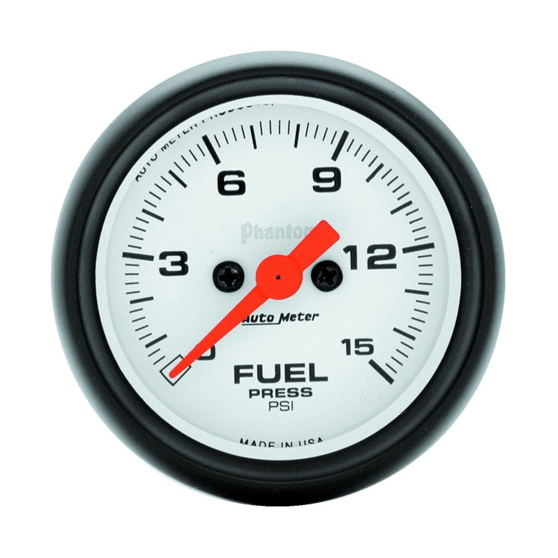 Autometer Phantom Fuel Pressure gauge 52mm 0-15 PSI Full Sweep Elec w/o peak & Valley 5761