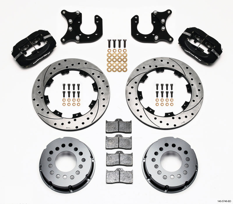 Wilwood Forged Dynalite P/S Rear Kit Drilled Rotor Chevy 12 Bolt-Spec 3.15in Brng Wilwood