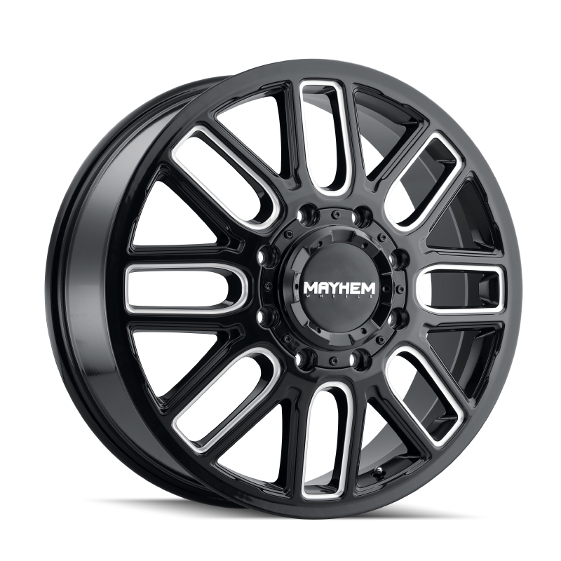 Mayhem 8107D Cogent Dually 20x8.25/8x165.1 BP/115mm Offset/121.3mm Hub Black w/ Milled Spokes Wheel Mayhem