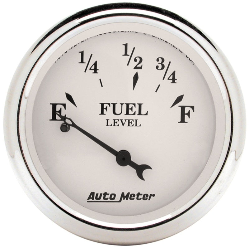 Auto Meter Old Tyme White 2-1/16in 0-30 OHM Electric Fuel Level Gauge 1607