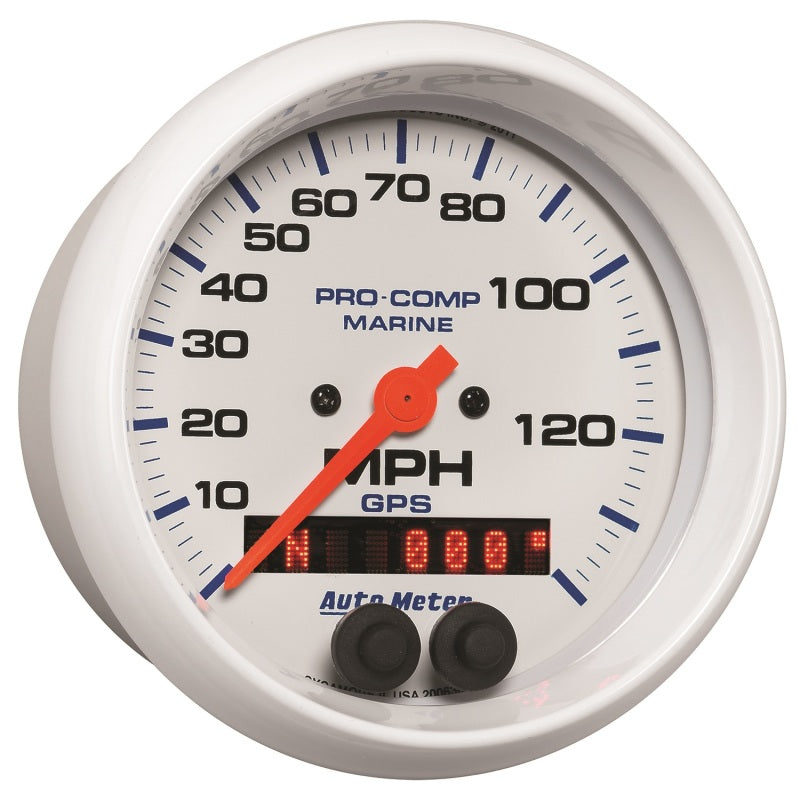 Autometer Gauge GPS Speedometer 3-3/8in 140 MPH Marine White Gauge 200638