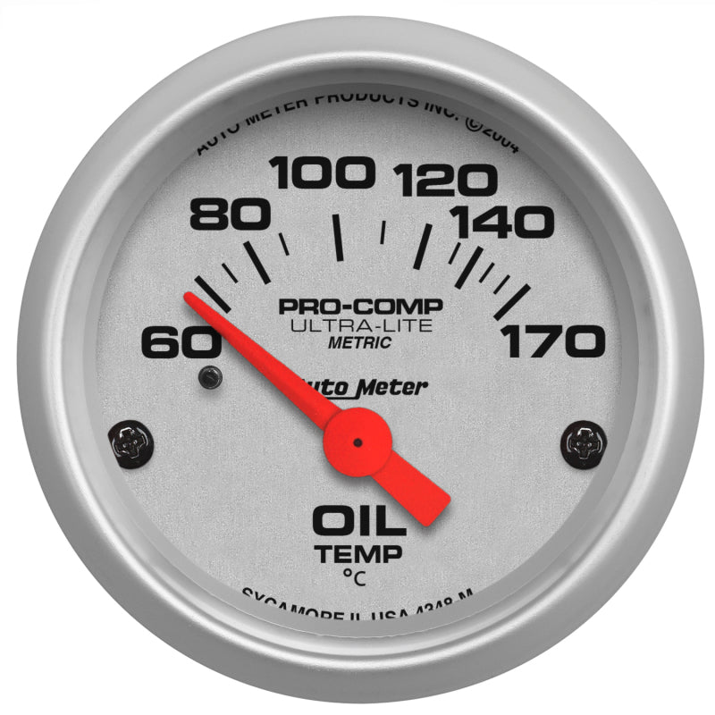 Autometer Ultra-Lite 52mm 60-170 Deg C Electronic Oil Temperature Gauge 4348-M