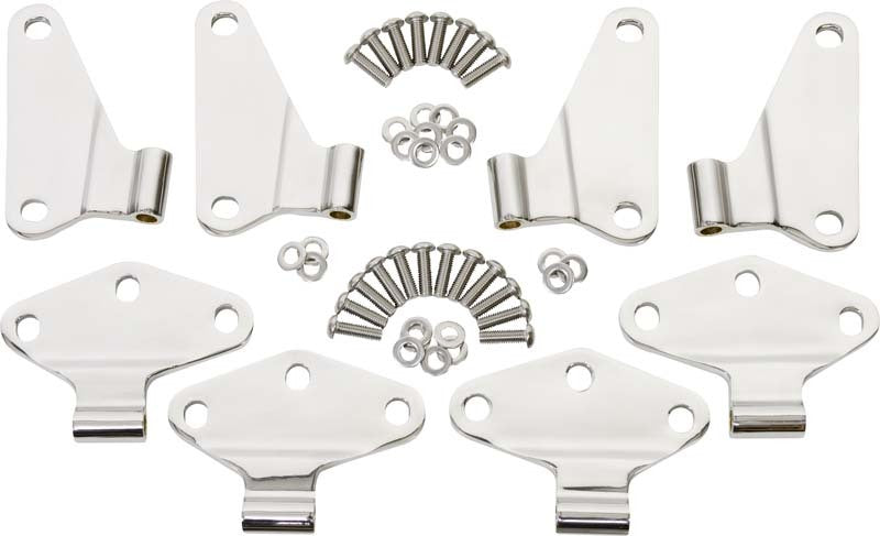 Kentrol 07-18 Jeep Wrangler JK Body Door Hinge Set 8 Pieces 4 Door - Polished Silver - eliteracefab.com