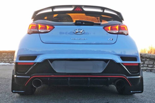 Rally Armor MF57-UR-RD/BLK for 19-22 Hyundai Veloster N Red Mud Flap Black Logo - eliteracefab.com