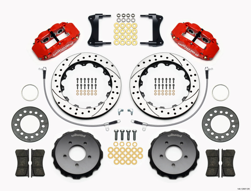 Wilwood Narrow Superlite 6R Front Hat Kit 12.88in Drill Red 2005-Up Mazda Miata w/ Lines Wilwood