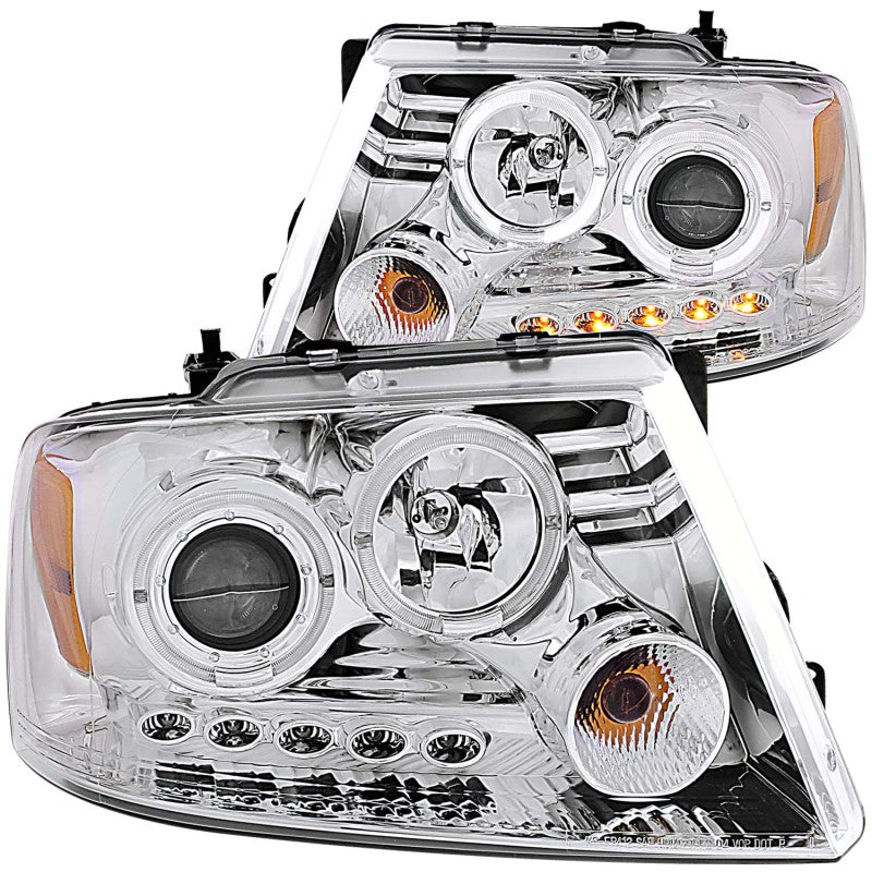ANZO 2004-2008 Ford F-150 Projector Headlights w/ Halo and LED Chrome G2 ANZO