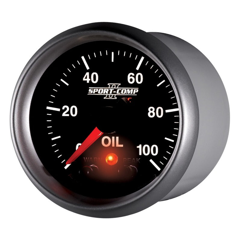 Autometer Sport-Comp II 52.4mm 0-100 PSI Oil Pressure Peak & Warn w/ Electronic Control Gauge 3652