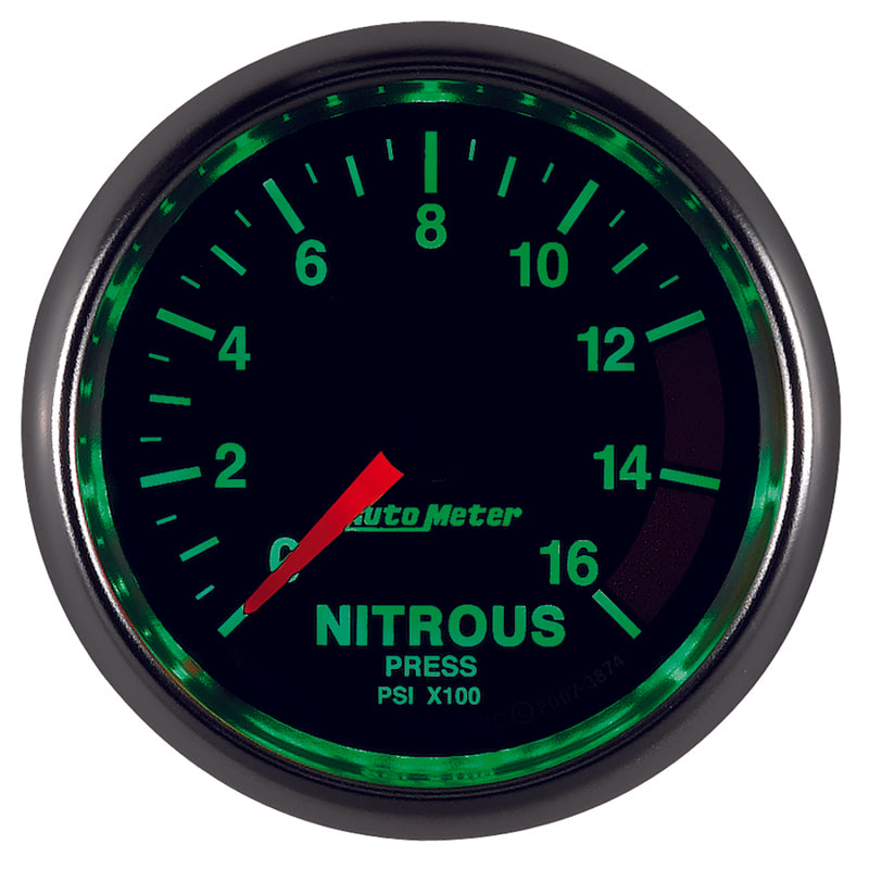 Autometer GS 2 1/16in. 1600PSI Nitrous Fuel Pressure Gauge 3874