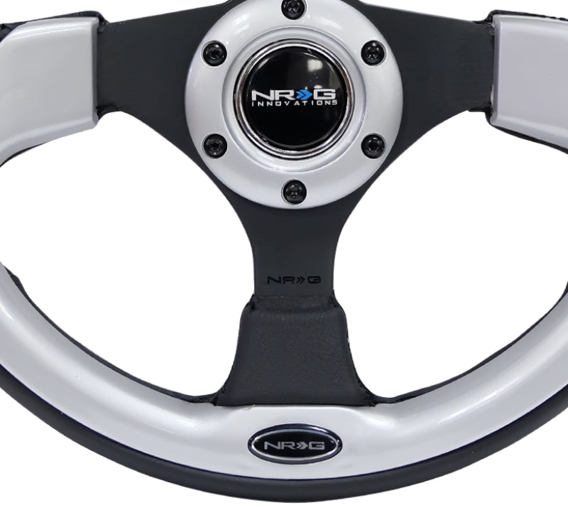 NRG Innovations 320mm Pilota Reinforced Steering Wheel - Leather - Silver Trim – RST-001SL