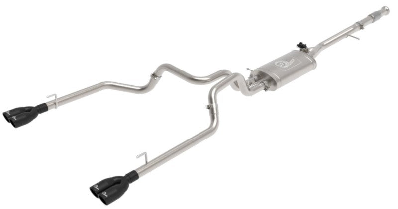 aFe Gemini XV 3in 304 SS Cat-Back Exhaust w/ Cutout 19-21 GM Silverado/Sierra 1500 V8- w/ Black Tips aFe