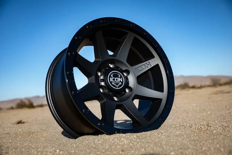 ICON Rebound 17x8.5 5x150 25mm Offset 5.75in BS 110.1mm Bore Double Black Wheel ICON