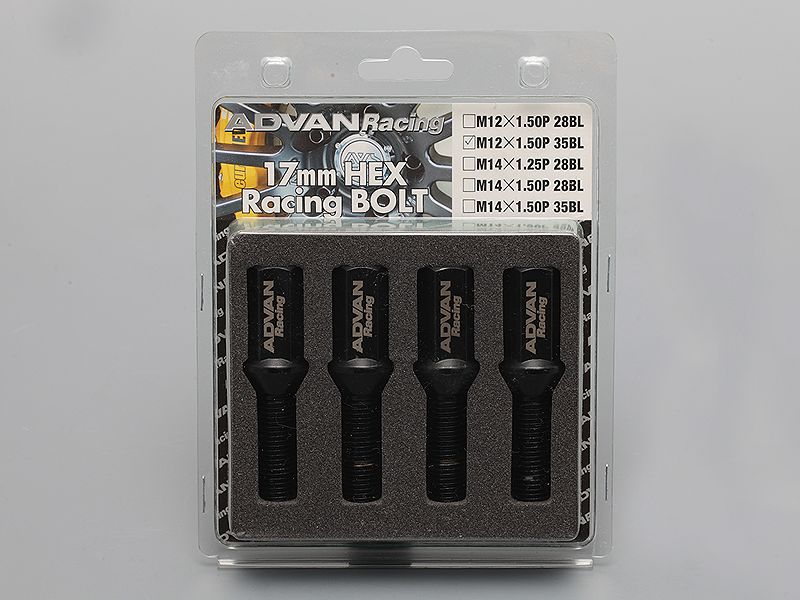 Advan Z9562 Wheel Bolt 35mm Thread (Black) - 4 Pack