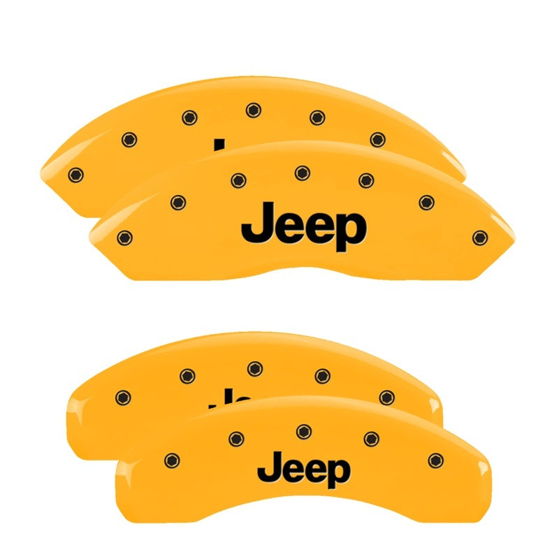 MGP 4 Caliper Covers Engraved Front & Rear Jeep Yellow Finish Black Char 2006 Jeep Wrangler MGP