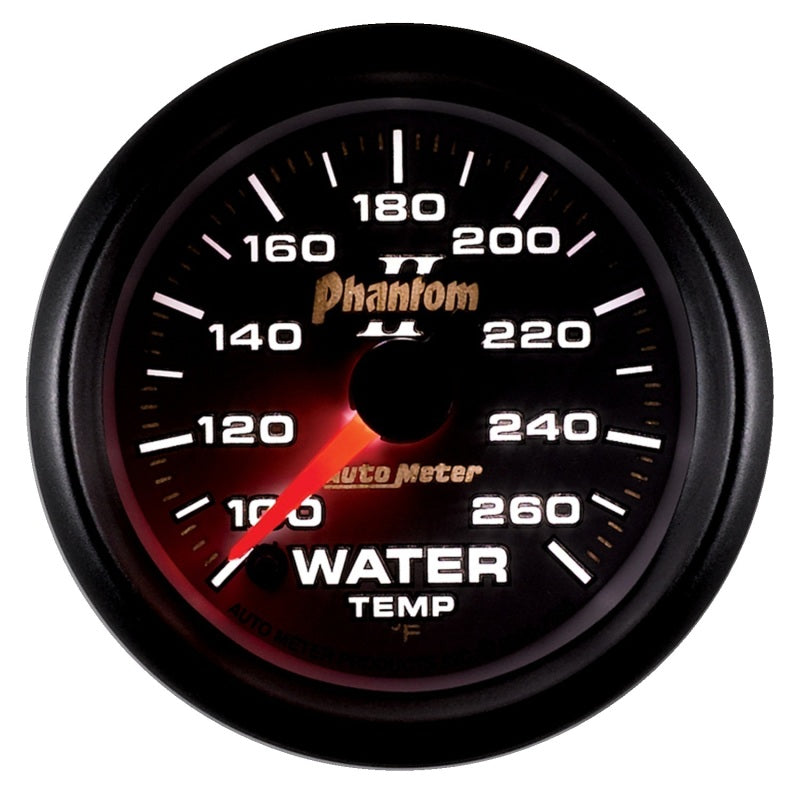 Autometer Phantom II 52mm Full Sweep Electronic 100-260 Deg F Water Temperature Gauge 7555
