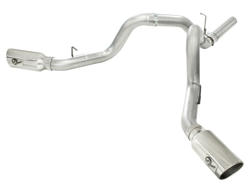 aFe MACHForce XP Exhaust Aluminized Dual Split DPF Back 11-15 GM Diesel Truck V8-6.6L (td) (pol tip) aFe