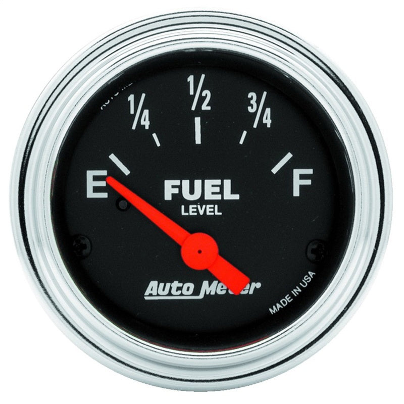 Autometer Traditional Chrome 2-1/16in 33 Ohm - 240 Ohm Full Electrical Fuel Level Gauge 2516