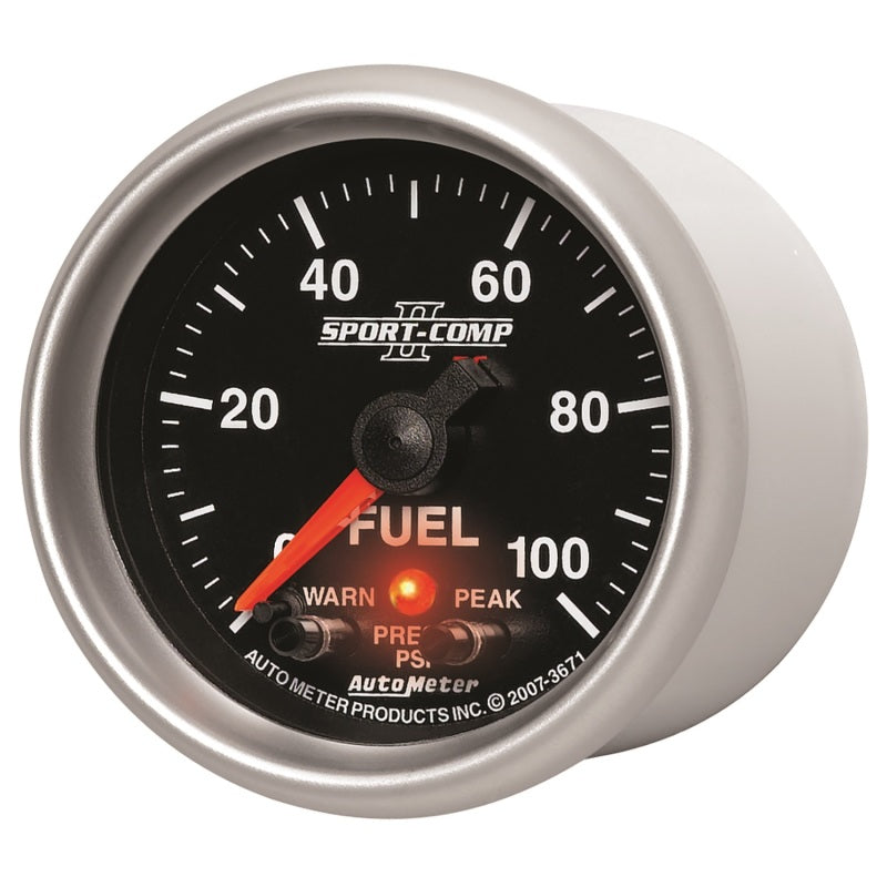 Autometer Sport-Comp II 52mm 0-100 PSI Fuel Pressure Gauge 3671