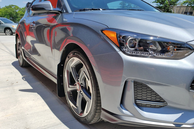 Rally Armor 2019+ Hyundai Veloster Turbo R-Spec UR Red Mud Flap w/ White Logo - eliteracefab.com