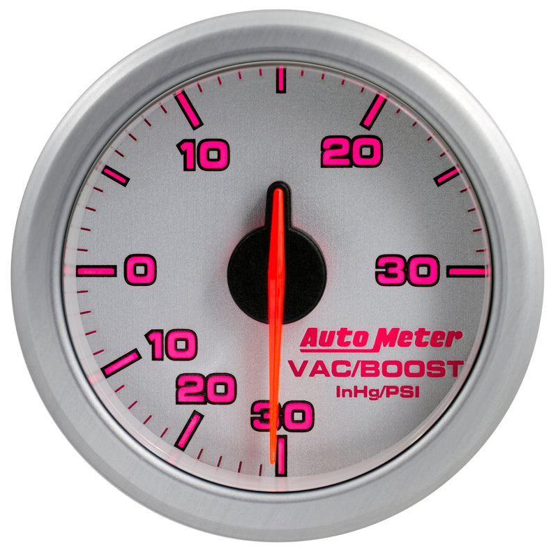 Autometer Airdrive 2-1/6in Boost/Vac Gauge 30in HG/30 PSI - Silver 9159-UL