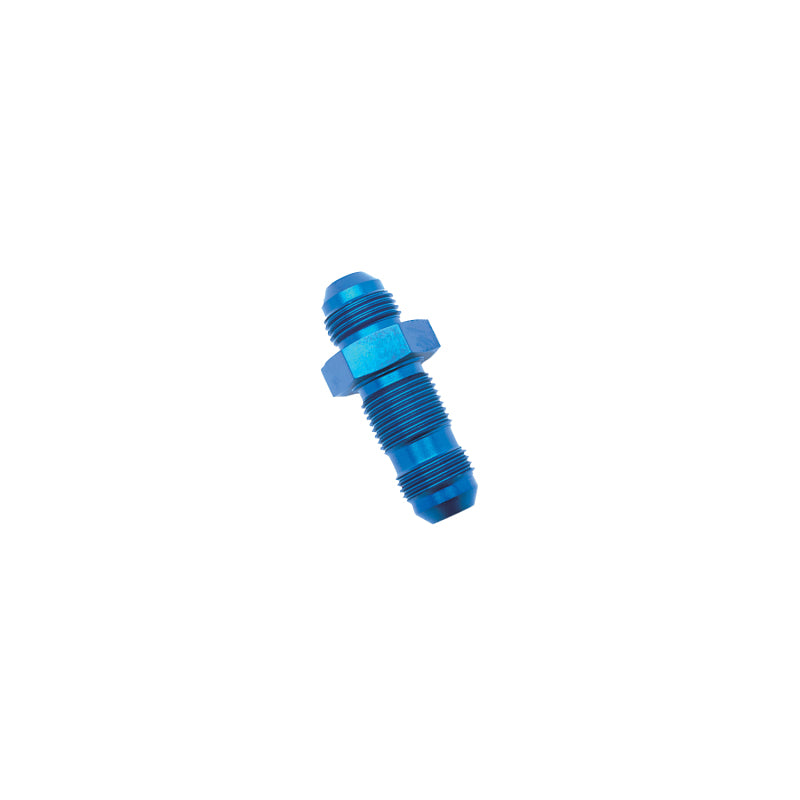 Russell -6 AN Straight Flare Bulkhead Fitting Blue - 661180