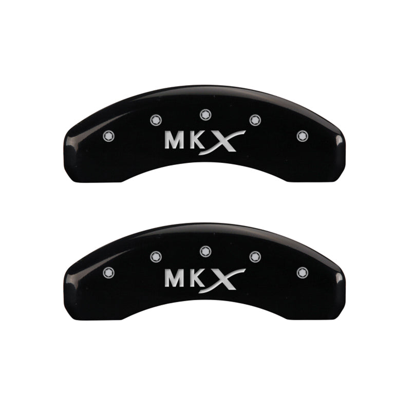 MGP 4 Caliper Covers Engraved Front Lincoln Engraved Rear MKX Black finish silver ch MGP