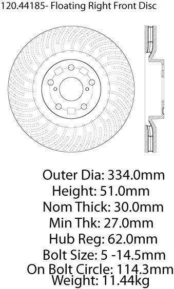 CENTRIC PERFORMANCE BRAKE ROTOR, 120.44185 - eliteracefab.com