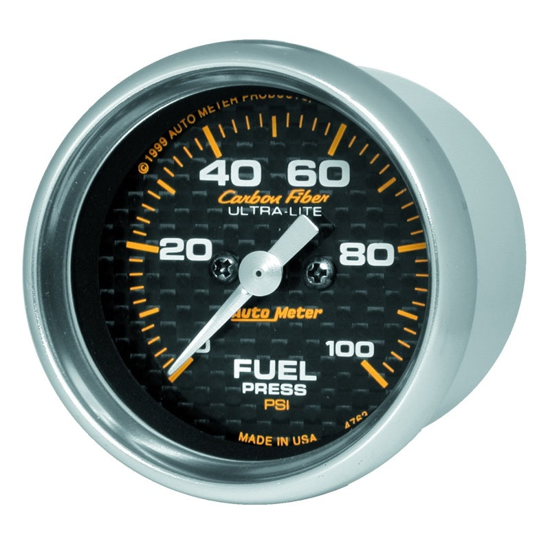 Autometer Carbon Fiber 52mm 100 PSI Electronic Fuel Pressure Gauge 4763