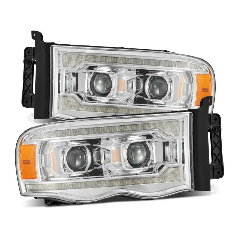 AlphaRex 880568 02-05 Dodge Ram 1500 LUXX LED Proj Headlights Plank Style Chrome w/Activ Light/Seq Signal AlphaRex