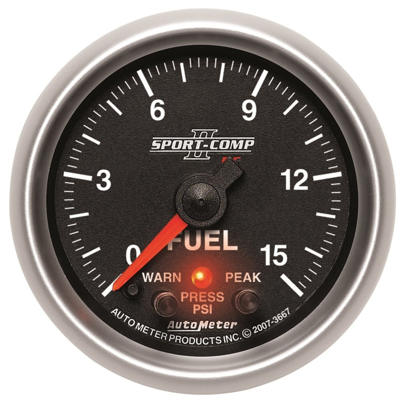 Autometer Sport-Comp II 2-1/16in 0-15 PSI Fuel Pressure Gauge 3667