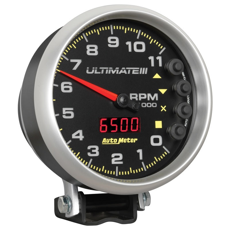 AutoMeter Gauge Tach 5in. 11K RPM Pedestal Datalogging Ultimate IIi Playback Black 6888