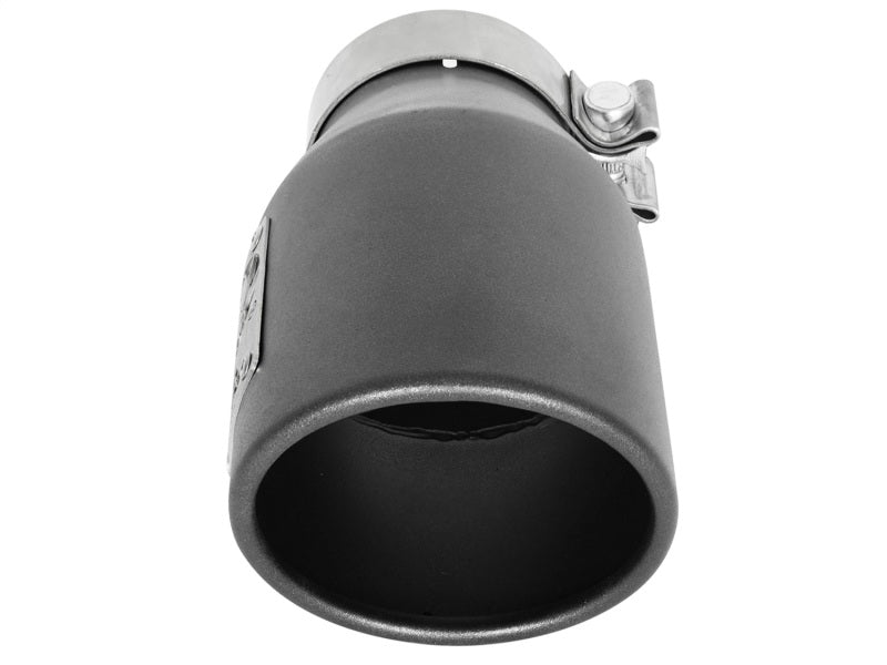 aFe MACH Force-Xp 3in 304 SS Metallic Black Exhaust Tip 3in In x 4-1/2in Out x 9in L Bolt-On Left aFe
