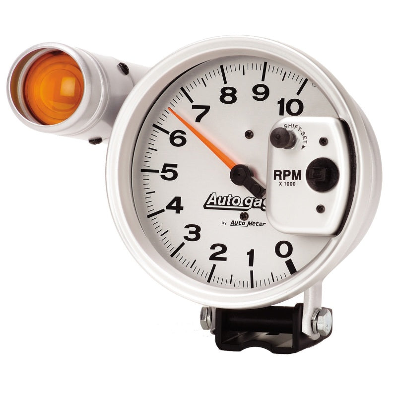 AutoMeter GAUGE; TACHOMETER; 5in.; 10K RPM; PEDESTAL W/EXT. SHIFT-LITE; SILVER; AUTO GAGE - eliteracefab.com