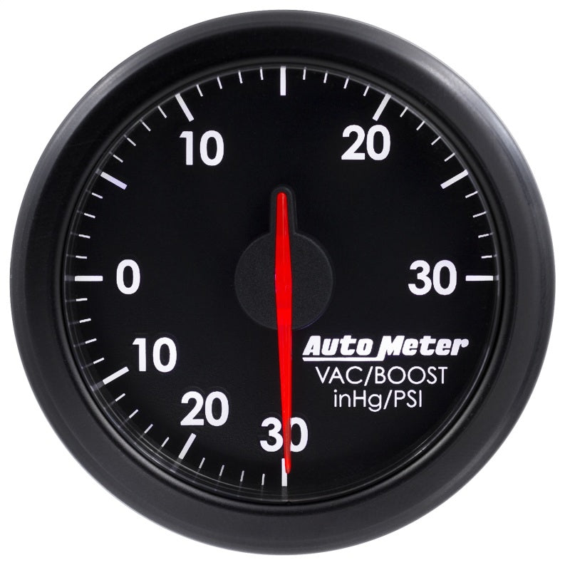 Autometer Airdrive 2-1/6in Boost/Vac Gauge 30in HG/30 PSI - Black 9159-T