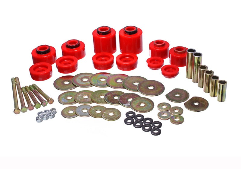 Energy Suspension 80-96 Ford F-150/250/350 Red Body Mount Set Includes Hardware - eliteracefab.com