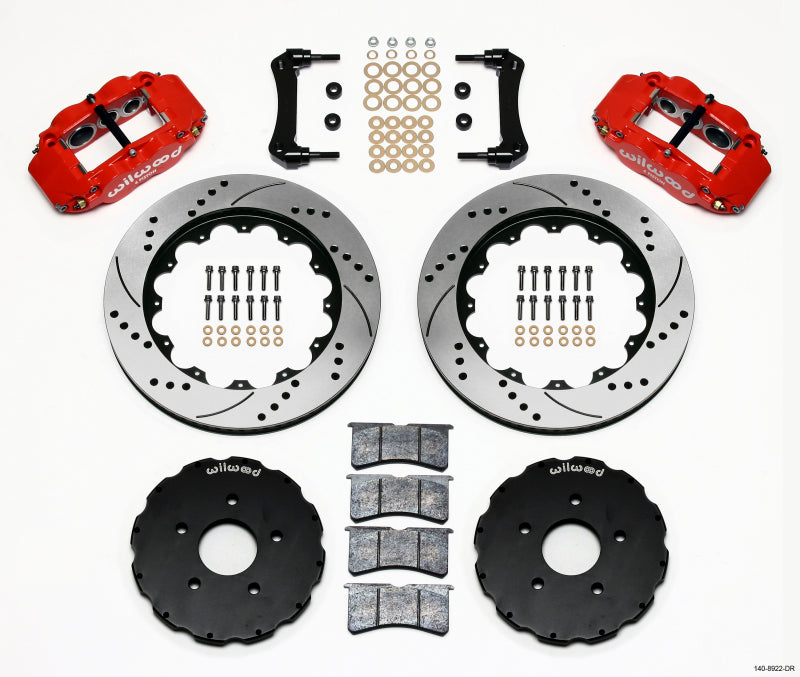 Wilwood Narrow Superlite 6R Front Hat Kit 14.00in Drill Red 2005-up Corvette C6 - eliteracefab.com