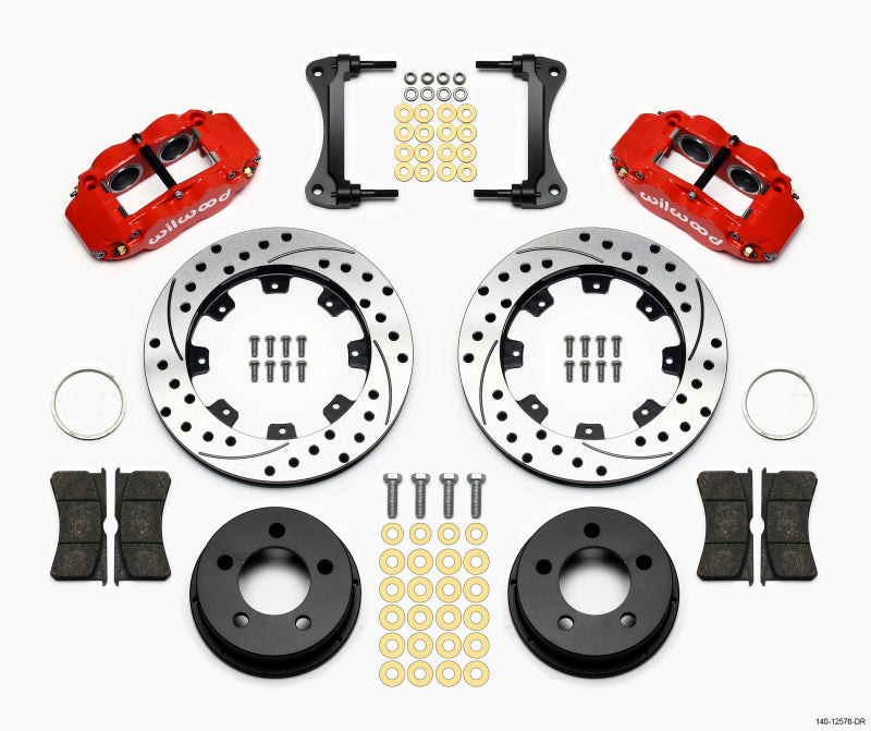 Wilwood Narrow Superlite 4R Front Kit 12.19in Drilled Red 87-89 Jeep YJ Wilwood