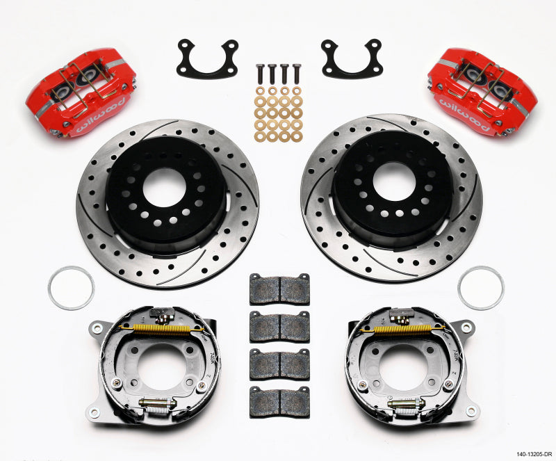 Wilwood Dynapro Dust-Boot P/S Park Brake Kit Drilled Red Small Ford 2.66in Offset Wilwood