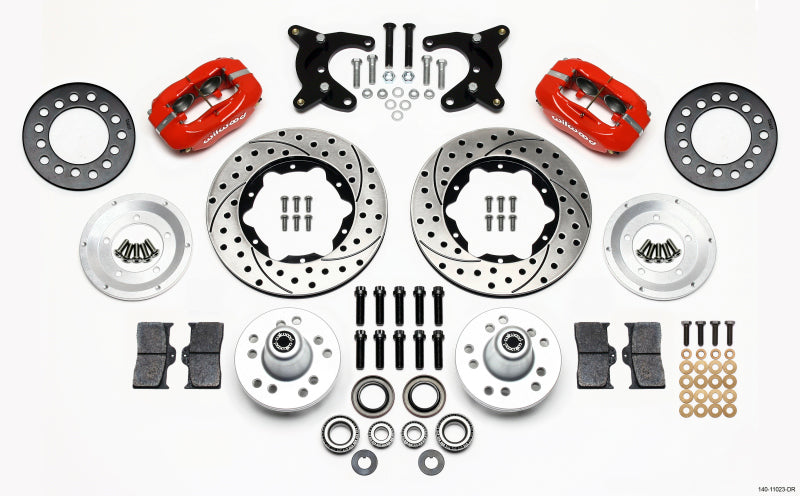 Wilwood Forged Dynalite Front Kit 11.00in Drilled Red 65-72 CDP A Body - 10in Drum Wilwood