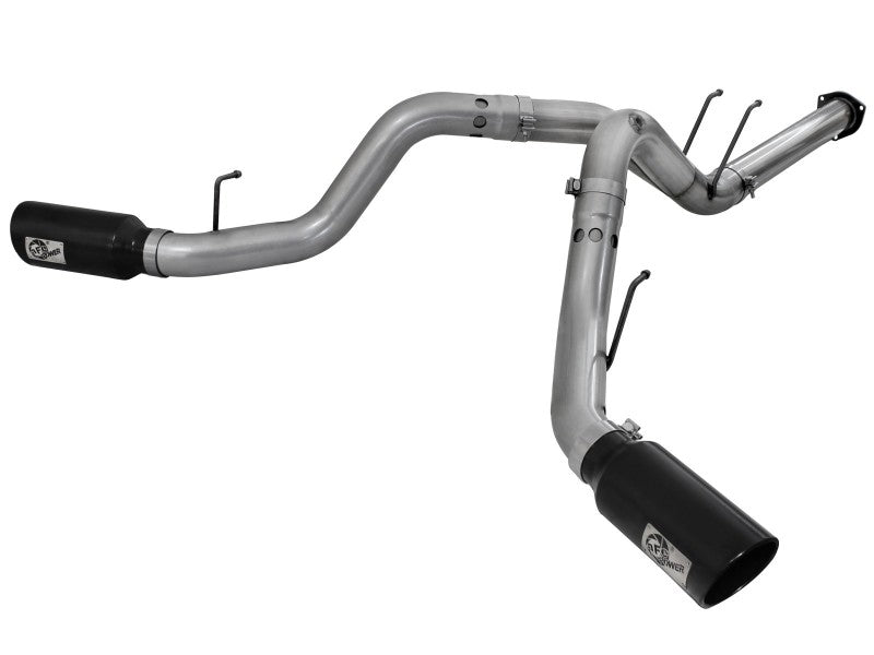 aFe Large Bore-HD 4in 409 Stainless Steel DPF-Back Exhaust w/Black Tip 15-16 Ford Diesel V8 Trucks aFe