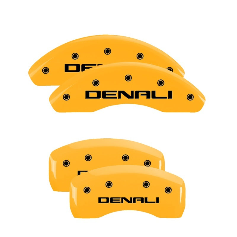MGP 4 Caliper Covers Engraved Front & Rear Denali Yellow Finish Black Char 2018 GMC Terrain MGP