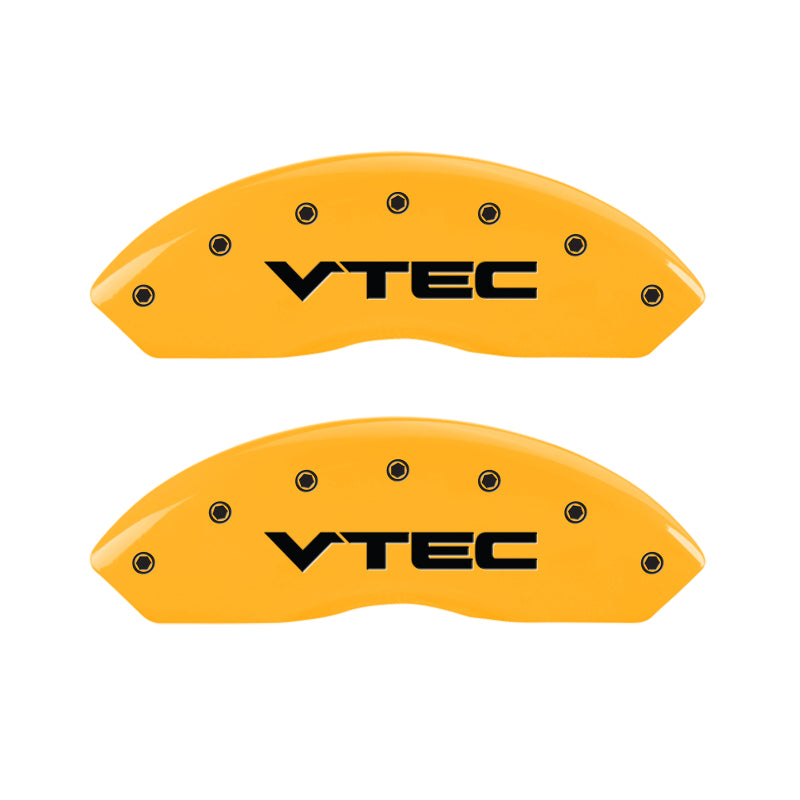 MGP 4 Caliper Covers Engraved Front & Rear Vtech Yellow finish black ch MGP