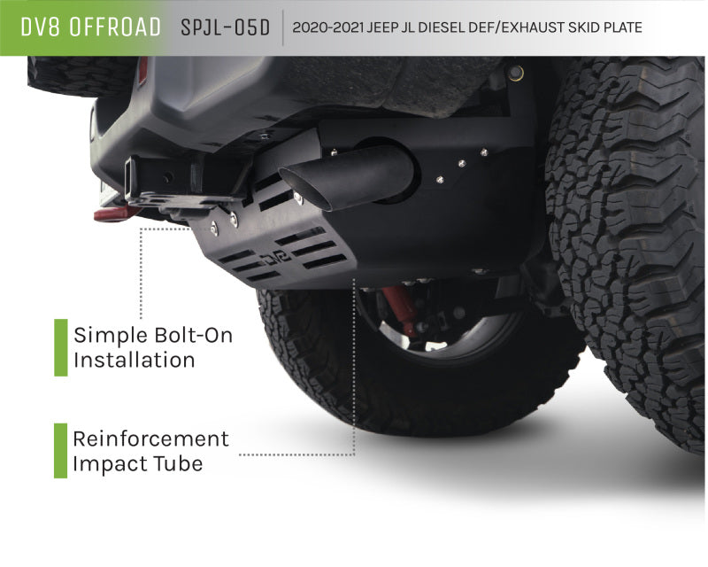 DV8 Offroad 20-22 Jeep Wrangler JL (3.0L Diesel) Rear Diff Skid Plate for Dana 44 SPJL-05D