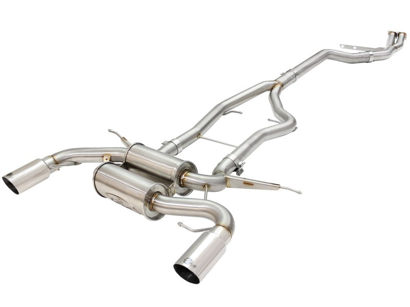 aFe MACHForce XP SS-304 Polish Tip 3.0in-2.5in Dia Cat Back Exhaust 11-13 BMW 335i (E90/E92) 3.0L aFe