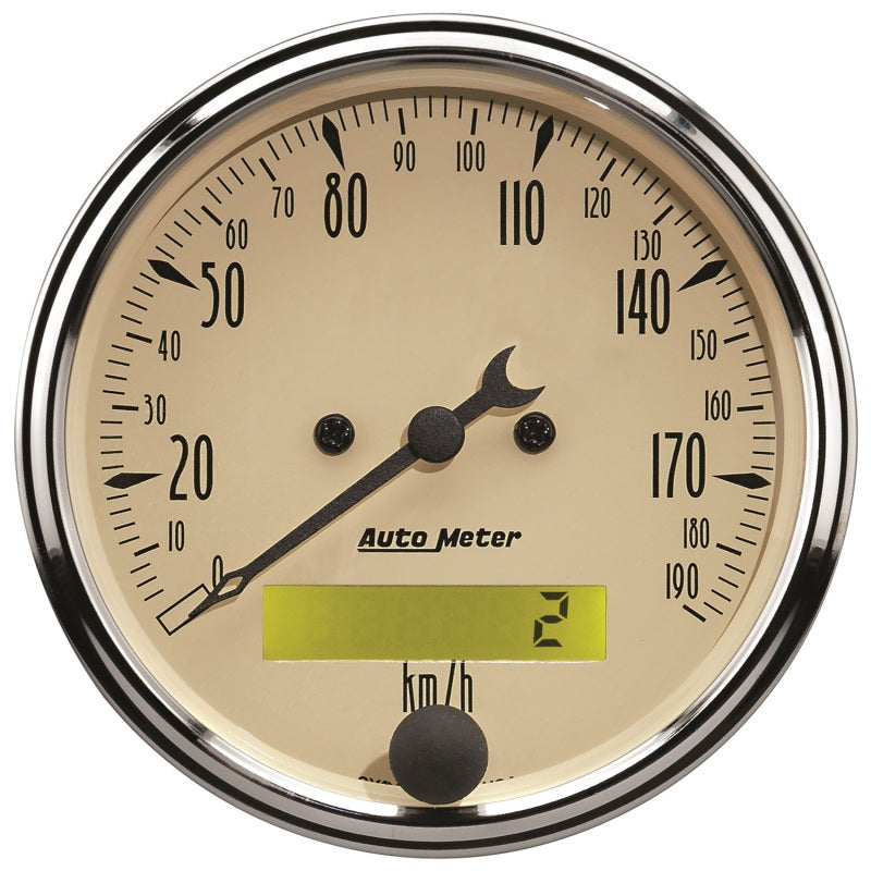 Autometer 3-1/8in 0-190km/h Antique Beige Elec. Programmable Speedometer 1887-M
