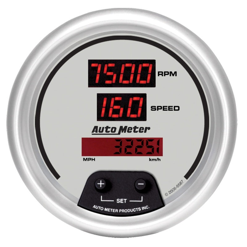 Autometer Ultra-Lite 3 3/8in 8000 RPM/ 160mph Digital Tach Speedo Combo 6587
