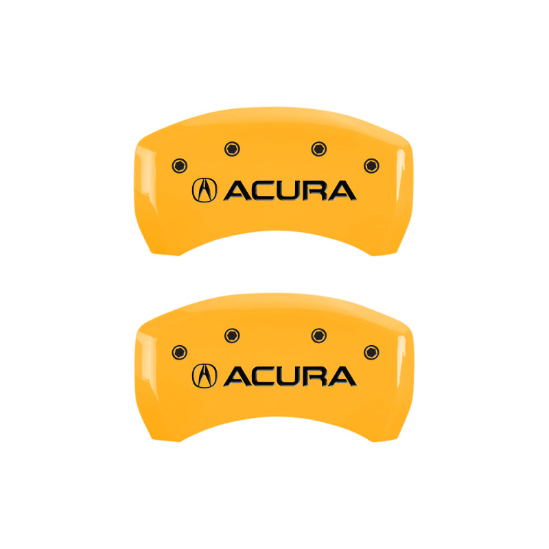 MGP 4 Caliper Covers Engraved Front & Rear Acura Yellow finish black ch MGP