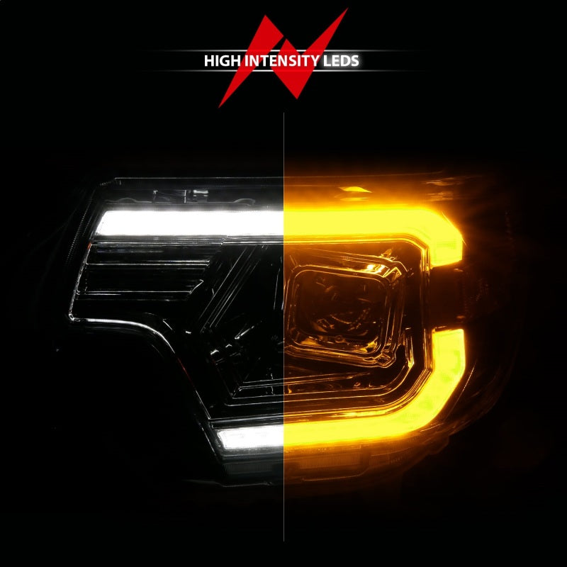 ANZO 12-15 Toyota Tacoma Projector Headlights - w/ Light Bar Switchback Chrome Housing ANZO